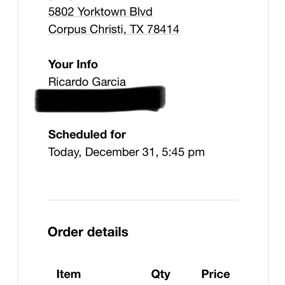 My order confirmation and time I screenshot it while waiting