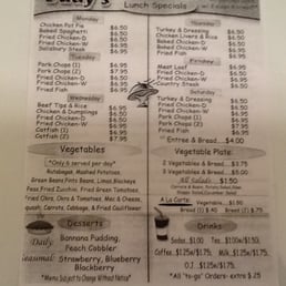 Dinner menu