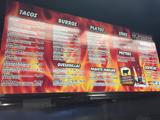 Menu photo 8 Ta'Carbon Mexican Grill Glendale, AZ