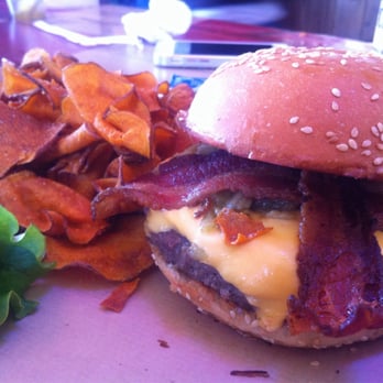 Twisted Root Burger - All American Burger ($7.99 + Green Chilies $0.75 + Sweet Potato Chips $1.99) - Burgers Near Me - Carrollton, Texas Twisted Root Burger - All American Burger ($7.99 + Green Chilies $0.75 + Sweet Potato Chips $1.99) - Burgers Near Me - Carrollton, Texas