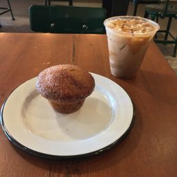 Lemon Raspberry Muffin + Iced Horchata Latte