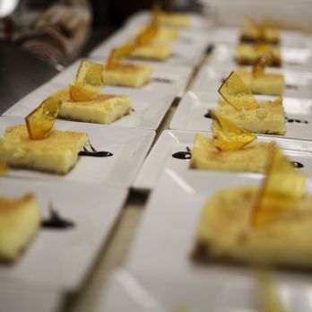 Golden State Catering - Spiced cheesecake, toasted marshmallow glass shard, chocolate syrup - Caterers Near Me Golden State Catering - Spiced cheesecake, toasted marshmallow glass shard, chocolate syrup - Caterers Near Me