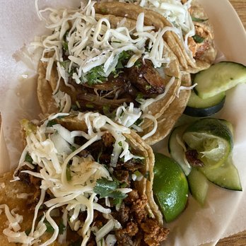 Taqueria Mexicana - Campechano (Steak - Chorizo) Taco in front, then carnitas, then chicken in the back. Loved all three - Mexican Near Me - Westfield, Indiana Taqueria Mexicana - Campechano (Steak - Chorizo) Taco in front, then carnitas, then chicken in the back. Loved all three - Mexican Near Me - Westfield, Indiana