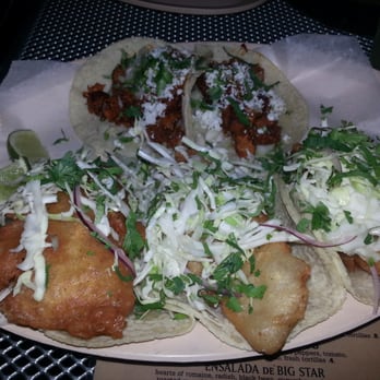 Big Star - Tilapia Tacos next to Pork Belly Tacos - Mexican Near Me - Chicago, Illinois Big Star - Tilapia Tacos next to Pork Belly Tacos - Mexican Near Me - Chicago, Illinois