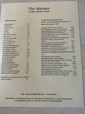 Menu photo 3 The Mariner Corpus Christi, TX Menu photo 3 The Mariner Corpus Christi, TX