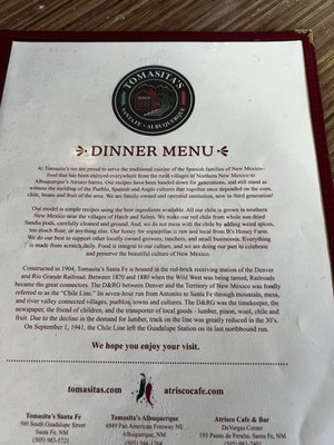 Menu photo 8 Tomasita's Santa Fe, NM