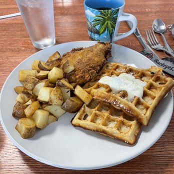 Evelyn’s Kitchen Table - Chicken and waffles with fresh coffee and breakfast potatoes. - Breakfast & Brunch Near Me - Kingsport, Tennessee Evelyn’s Kitchen Table - Chicken and waffles with fresh coffee and breakfast potatoes. - Breakfast & Brunch Near Me - Kingsport, Tennessee