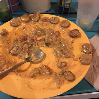 LuLu's Destin - Shrimp and grits came with 4 shrimp and a whole lot of sausage, might should call it sausage and grits - Seafood Near Me - Destin, Florida