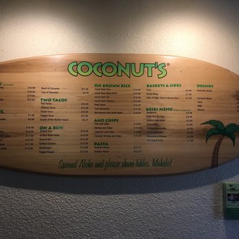 Coconuts Fish Cafe - Menu outside before the entrance doors - Seafood Near Me - Kihei, Hawaii