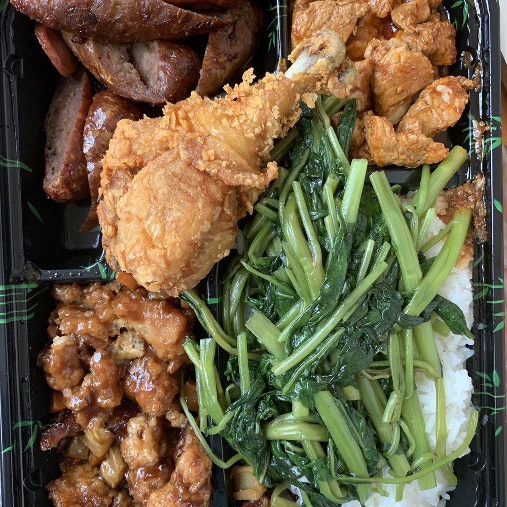 A-Pou's Taste - Rice/Noodles and choice of 3 sides + Spinach + Drink/Soup - Taiwanese Near Me - Brooklyn, New York