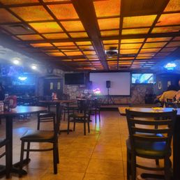 Karaoke stage on a Thursday evening Karaoke stage on a Thursday evening