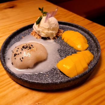 Kha Thai Kitchen - Mango and sticky rice with icecream - Thai Near Me - Houston, Texas Kha Thai Kitchen - Mango and sticky rice with icecream - Thai Near Me - Houston, Texas