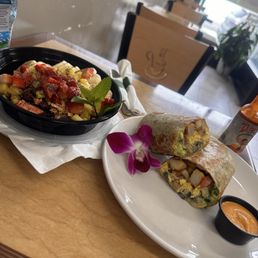 Açaí bowl and breakfast burrito Açaí bowl and breakfast burrito