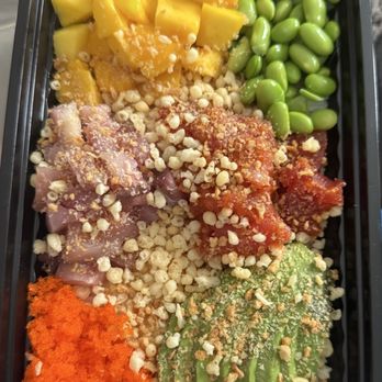 Bento Asian Kitchen + Sushi - Poké Bowl - 2 Protein hamachi and spicy marinated tuna Edamame mango masego - Chinese Near Me - Orlando, Florida Bento Asian Kitchen + Sushi - Poké Bowl - 2 Protein hamachi and spicy marinated tuna Edamame mango masego - Chinese Near Me - Orlando, Florida