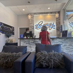 The comfy waiting area at Cleansing Waters