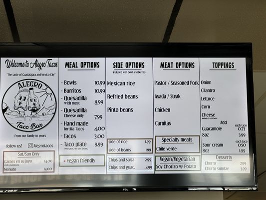 Menu photo 7 Alegro Taco Bar Fullerton, CA Menu photo 7 Alegro Taco Bar Fullerton, CA