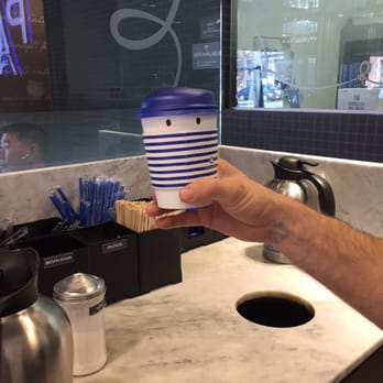 Paris Baguette - Cute coffee cup. It has a face! Lol - Bakeries Near Me - Queens, New York
