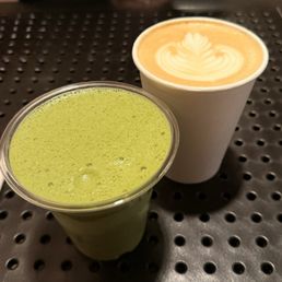 Matcha with almond milk and latte