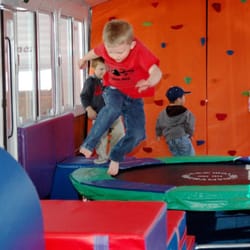 The Busy Bus - Trampoline on board the Tumble Bus. Kids Parties and Children's Parties in Sacamento