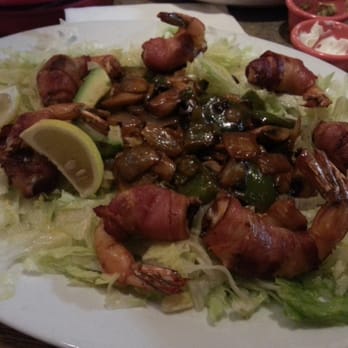 Acapulcos - "bouncy to the teeth": shrimps Portuguese (bacon wrapped). - Mexican Near Me - Norwood, Massachusetts Acapulcos - "bouncy to the teeth": shrimps Portuguese (bacon wrapped). - Mexican Near Me - Norwood, Massachusetts