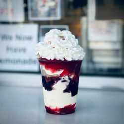 Sawmill - Patriot Parfait: ice cream layered with blueberry and strawberry topping and cheesecake