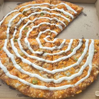 Vegan Korner - Buffalo Chicken - sorry couldn't wait to take the picture...HAD to eat a piece - Pizza Near Me - Grand Terrace, California Vegan Korner - Buffalo Chicken - sorry couldn't wait to take the picture...HAD to eat a piece - Pizza Near Me - Grand Terrace, California
