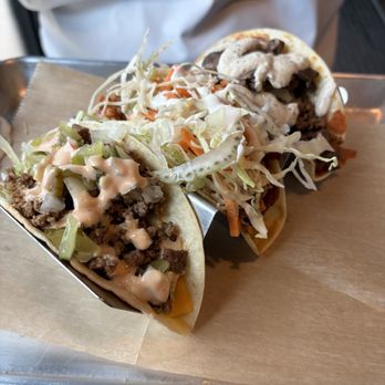 Dos Amigos Tacos - Big Mick Buffalo Chicken Taco Philly Cheese Steak Taco - Tacos Near Me - Delray Beach, Florida Dos Amigos Tacos - Big Mick Buffalo Chicken Taco Philly Cheese Steak Taco - Tacos Near Me - Delray Beach, Florida