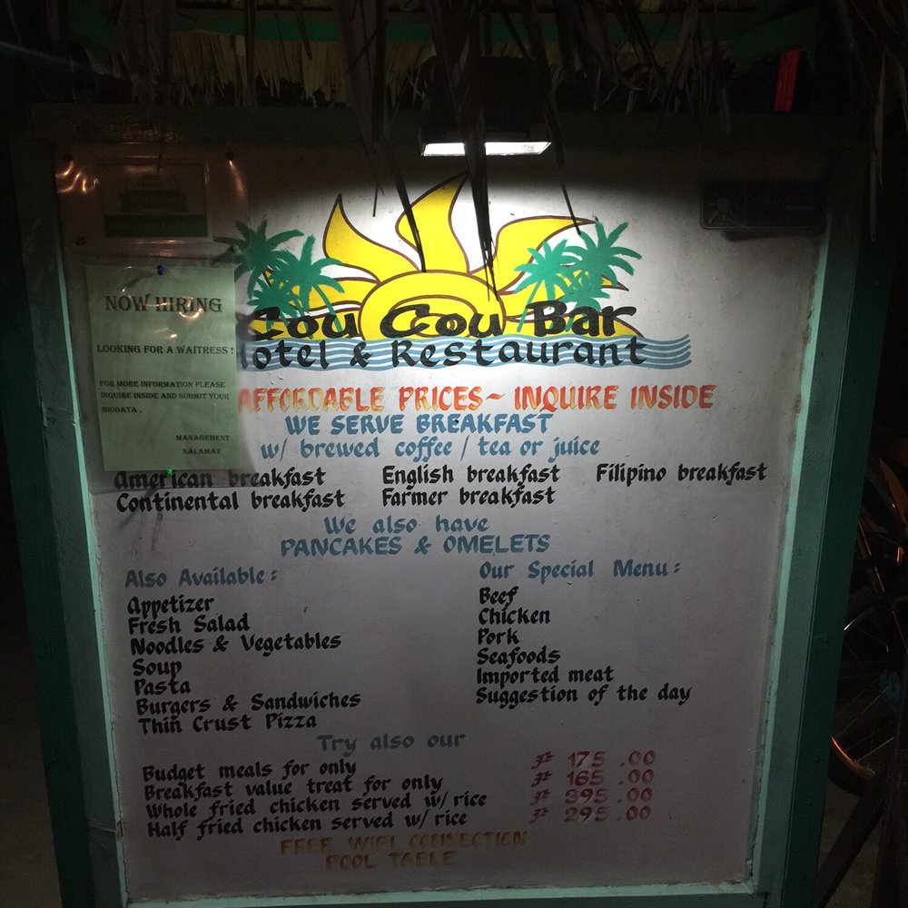 The CouCou Bar - The Menu - Hotels Near Me - Bantayan Island, CEB