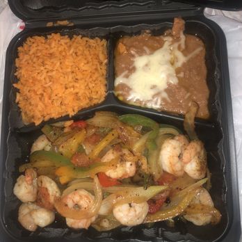Vallarta Mexican Food - Shrimp fajitas Refried beans  Rice - Seafood Near Me - Lathrop, California
