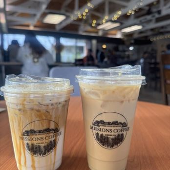 Missions Coffee - Iced caramel macchiato and iced lavender latte - Coffee & Tea Near Me - Auburn, California