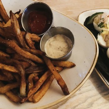 Monkeypod Kitchen - Lobster Deviled Eggs and House Cut Fries - New American Near Me - Lahaina, Hawaii