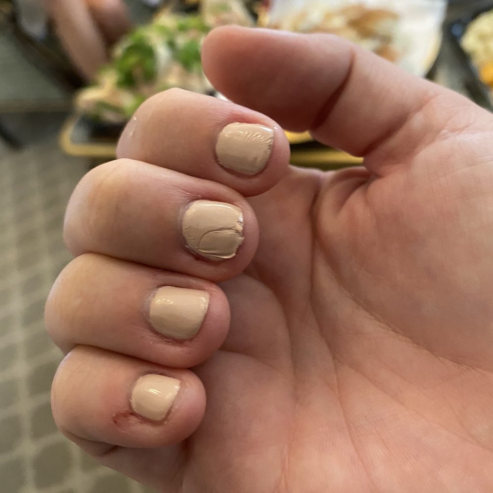 Beyoutiful Nails - This is immediately after I left the salon for a "gel" manicure. It smudged right away. - Nail Salons Near Me - Carmel, Indiana