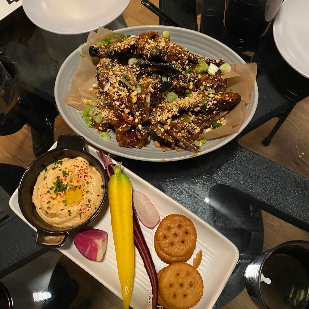 Crawford Cookshop - spicy boiled peanut hummus + duck wings - Desserts Near Me - Clayton, North Carolina