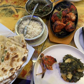 Everest Golden Moon Restaurant - Garlic Naan, Pillau Rice, Chicken Tikka (Tandoori Kebabs), Shrimp Saag. - Indian Near Me - Hemet, California Everest Golden Moon Restaurant - Garlic Naan, Pillau Rice, Chicken Tikka (Tandoori Kebabs), Shrimp Saag. - Indian Near Me - Hemet, California