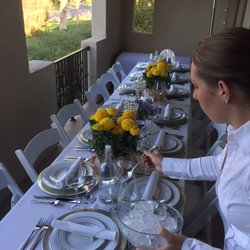 Chef Lisa's assistant setting up prior to our guests' arrival.