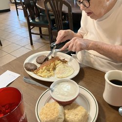 Johnny's Place - My 96 year old aunt chowing down on her breakfast, she absolutely loves eating here!!!