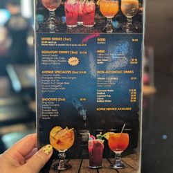 The Avenue Restaurant & Lounge - Drinks menu