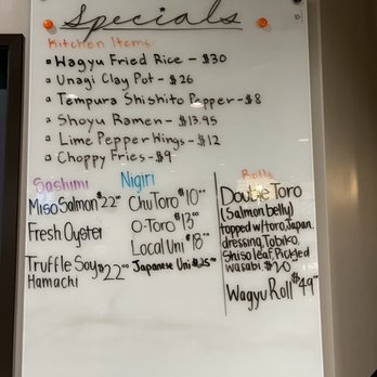 EBISU - 10/18/22 Specials board - Japanese Near Me - Elk Grove, California