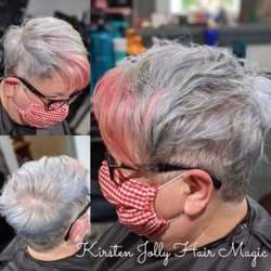 Kirsten Jolly Hair Magic - Grey and pink pixie cut