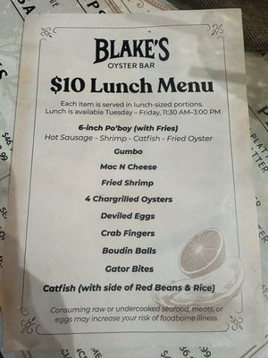 Menu photo 2 Blakes Oyster Bar Atlanta, GA Menu photo 2 Blakes Oyster Bar Atlanta, GA