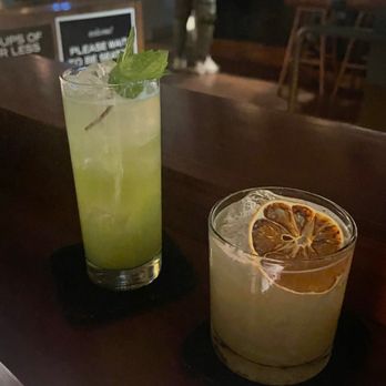 Bar Shiru - Green Eyes (left) & Sunflower (right, non-alcoholic) - Cocktail Bars Near Me - Oakland, California