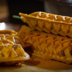 Llama En Llamas - Yogui. A savory waffle snack from Arica, Chile