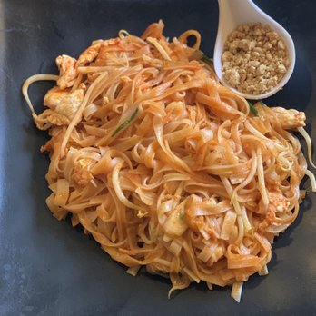 Pla Too Thai - Pad Thai with Chicken (2 Star spice level) - Thai Near Me - Omaha, Nebraska Pla Too Thai - Pad Thai with Chicken (2 Star spice level) - Thai Near Me - Omaha, Nebraska