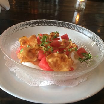 Garbo’s - Ceviche with shrimp, squid, lobster, watermelon, like and sunchoke - Seafood Near Me - Austin, Texas Garbo’s - Ceviche with shrimp, squid, lobster, watermelon, like and sunchoke - Seafood Near Me - Austin, Texas
