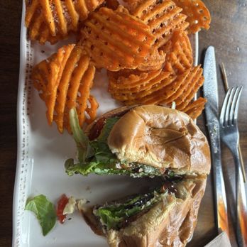 412 Public House - Strawberry Festival Gouda Burger with Sweet Potato waffle fries - Gastropubs Near Me - Cullman, Alabama