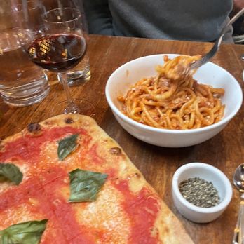 Rione XIII - Margarita pizza and bucatini - Pizza Near Me - Seattle, Washington Rione XIII - Margarita pizza and bucatini - Pizza Near Me - Seattle, Washington