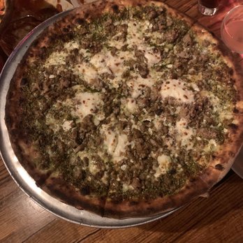 Coalfire - Pistachio pesto and sausage pizza - Pizza Near Me - Chicago, Illinois Coalfire - Pistachio pesto and sausage pizza - Pizza Near Me - Chicago, Illinois