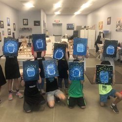 KidzArt Studio - Acrylic on canvas - glow in the dark fireflies in a jar