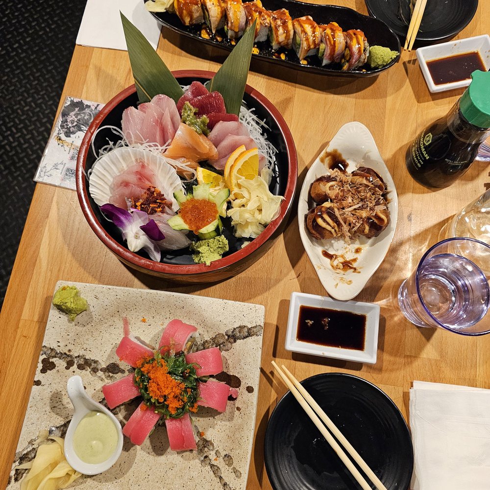 Kusshi - Takoyaki, Sashimi Sampler, Cherry Blossom (bottom), Kusshi Ko (top) - Sushi Bars Near Me - Vienna, Virginia Kusshi - Takoyaki, Sashimi Sampler, Cherry Blossom (bottom), Kusshi Ko (top) - Sushi Bars Near Me - Vienna, Virginia