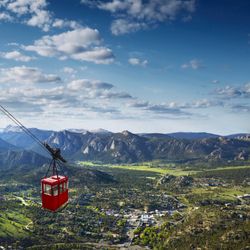 Estes Park Aerial Tramway - Estes Tram and Estes Park behind it